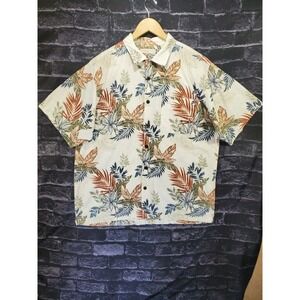 Island Republic Hawaiian‎ Shirt Mens Large Blue Red Floral Beach Vacation Cruise